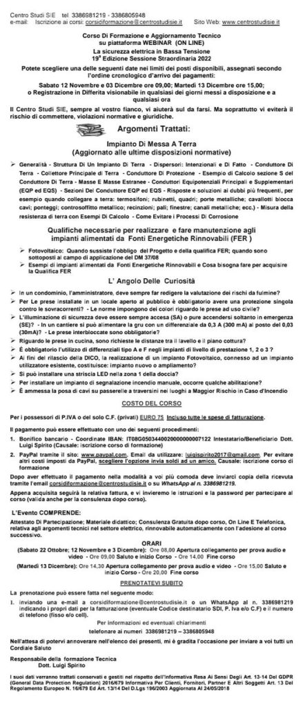 CORSO FORMATIVO RIVOLTO A TUTTI GLI ISCRITTI.